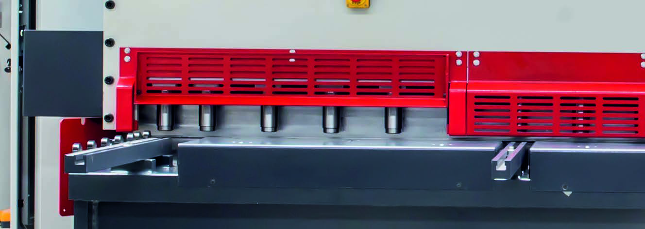 Dener shear front support arms and sheet support table